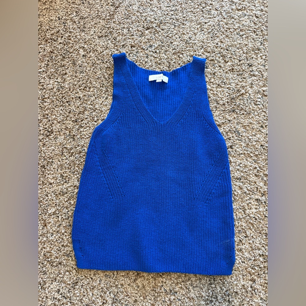NWOT Loft V-Neck Blue Knit Tank
